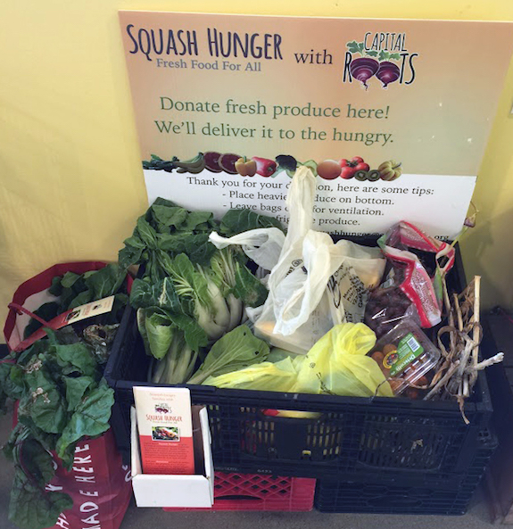 bountiful bins of fresh produce for Capital Roots' Squash Hunger program